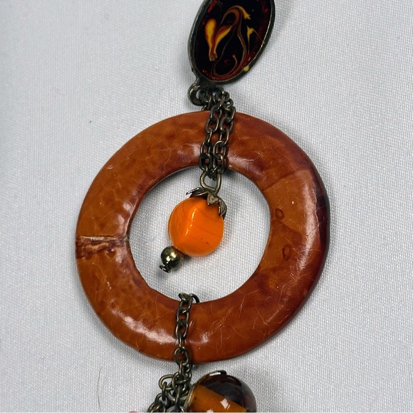 Women’s Brown and Orange Dangle Earrings - Picture 3 of 5